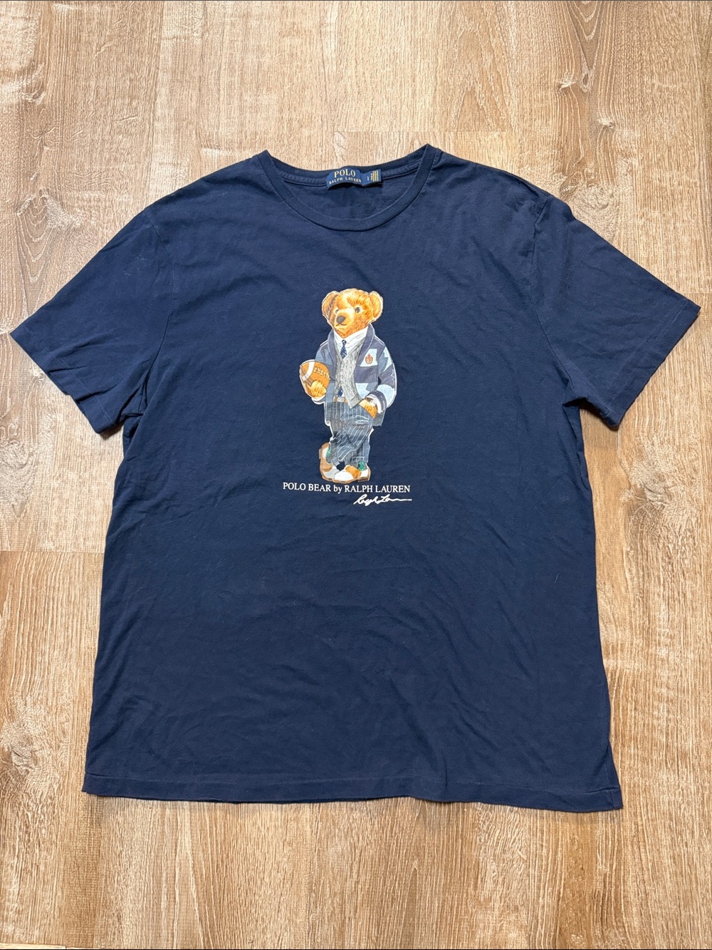Polo Ralph Lauren Polo Bear Football T Shirt Men’s Large Navy Blue